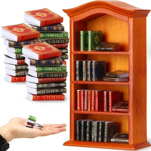 Crtiin 1:12 dollhouse book set with open pages for imaginative library scenes