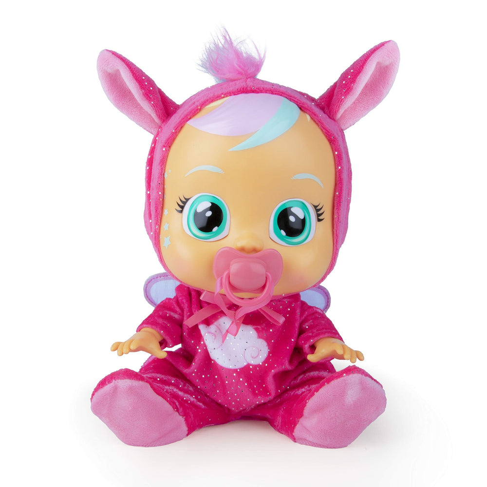 Cry Babies Hannah pacifier removal triggers baby-like cries for caretaking play.