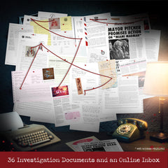 Police database interface aiding suspect analysis in Cryptic Killers game.