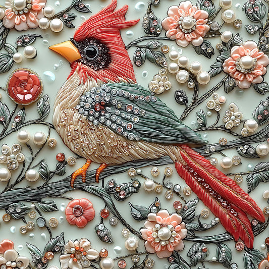 Crystal Bird 500 piece puzzle cover showing vivid cardinal for adults