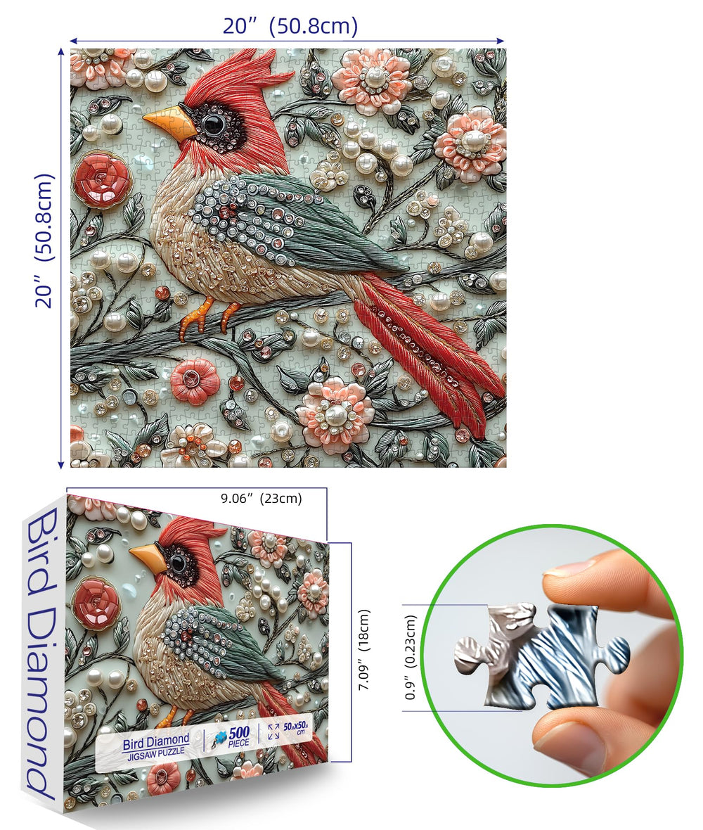 Crystal Bird floral detail highlighting intricate artwork for mindful puzzling