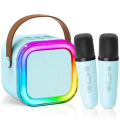 CscyyAmz mini karaoke machine blue front view for kids' sing-alongs.