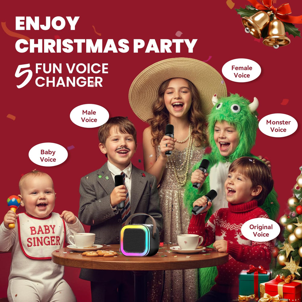 CscyyAmz two wireless microphones included for family singing.
