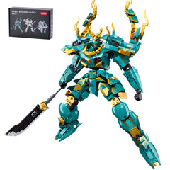CSNRHG Green Dargon dragon-samurai-mech assembly with precise connectors for creative building.
