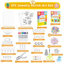 Csyidio shrink film sheets provide clear templates for colorful jewelry designs.