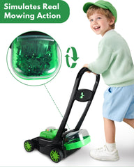 CT SPORTS lawn mower push design enables effortless steering by small kids.