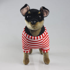 CU-MATE Doberman plush head closeup showing detailed facial features for realism.