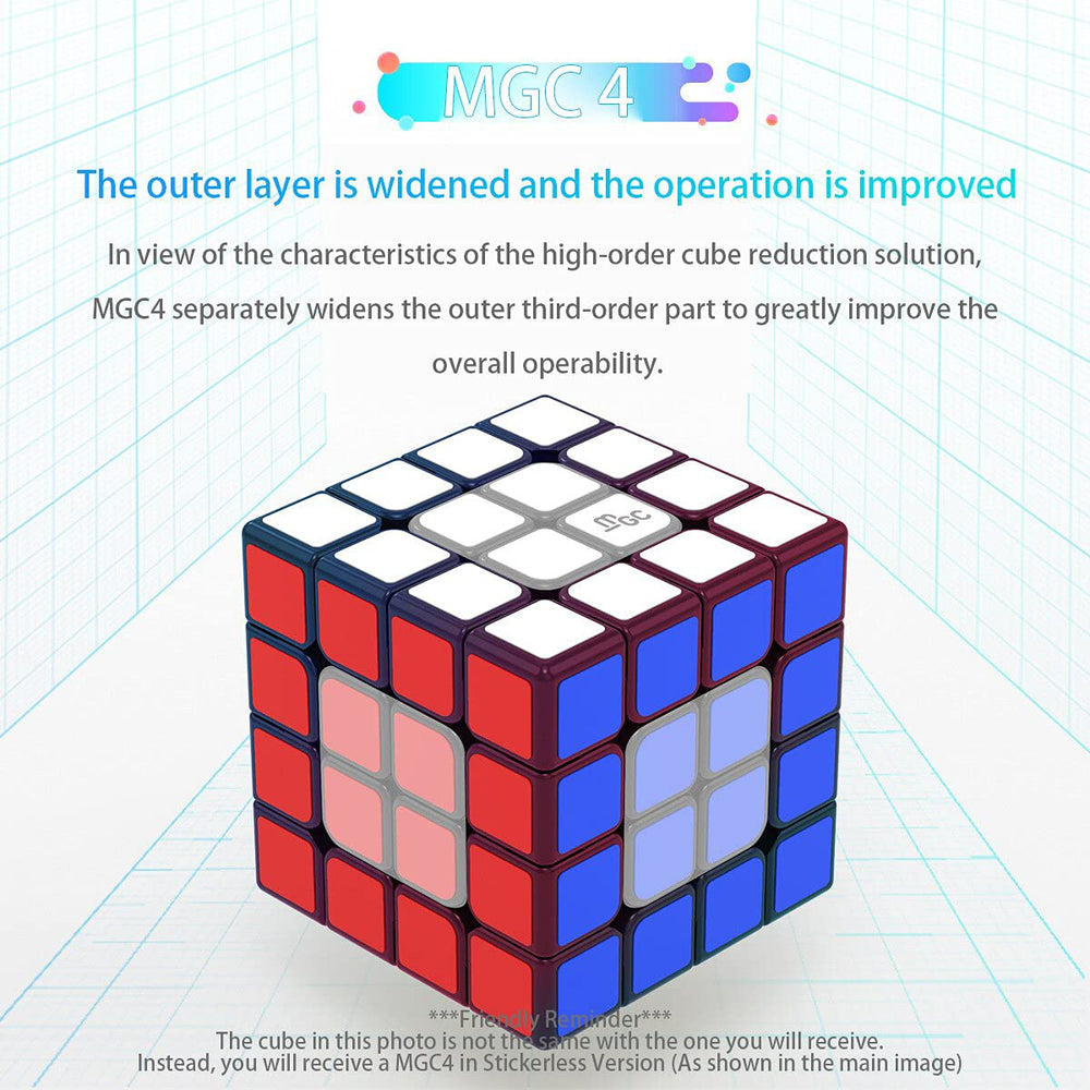CuberShop YJ MGC 4x4 magnetic stickerless cube made of ABS plastic with skin-friendly finish.