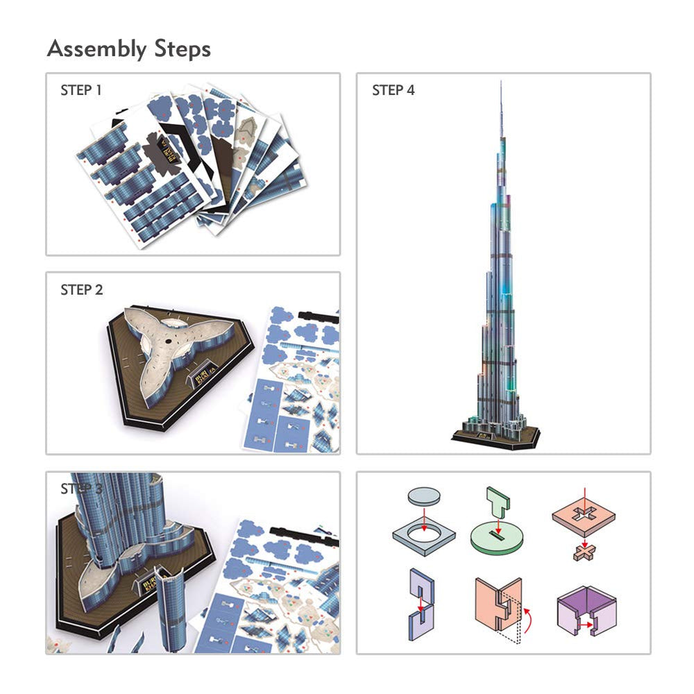 CubicFun Burj Khalifa no-tools assembly for quick setup