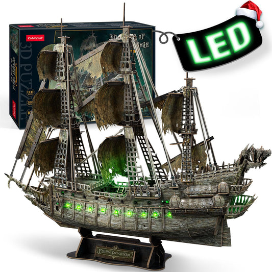 CubicFun Flying Dutchman puzzle assembly showcases intricate cannons for a dramatic desk display.