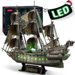 CubicFun Flying Dutchman puzzle assembly showcases intricate cannons for a dramatic desk display.