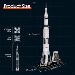 CubicFun Saturn V 3D puzzle displayed as a centerpiece on a desk
