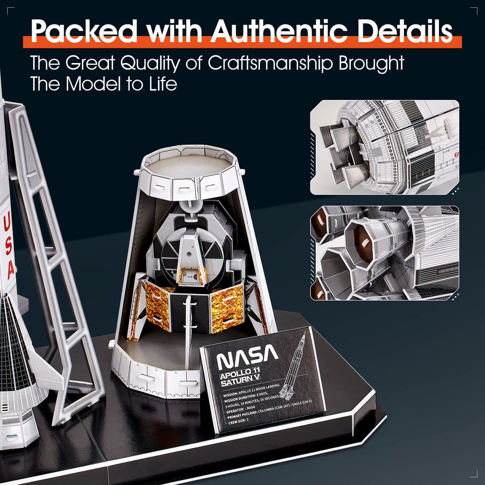CubicFun foam board Saturn V model emphasizing safe material and handling