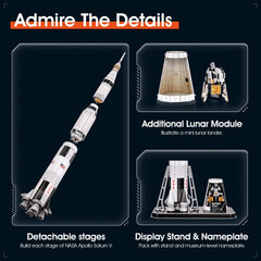CubicFun NASA Saturn V 3D kit featuring lunar lander stage for educational play