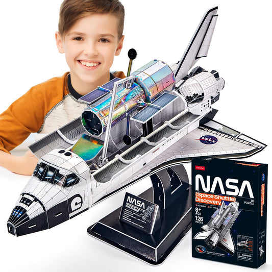 CubicFun NASA Space Shuttle Discovery puzzle in assembly phase for space enthusiasts