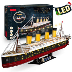 CubicFun Titanic puzzle with LED deck glows at night for cozy desk ambiance