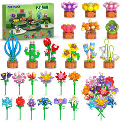 CUBIMANA 24-pack valentines flowers blocks for classroom prizes and party favors