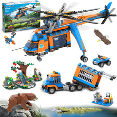 CUBIMANA helicopter with rotating rotor for dynamic play in the jungle adventure set