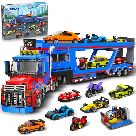 CUBIMANA City Transporter with seven cars for imaginative play and car-haul stories.