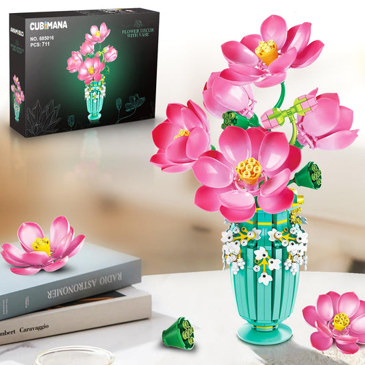 CUBIMANA flowers bouquet building kit with pink petals for elegant home decor.
