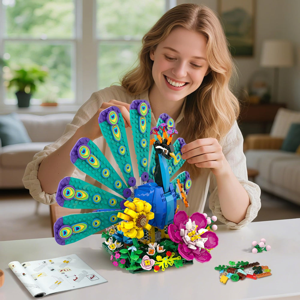 CUBIMANA Flowers Peacock Building Set: butterflies accent for colorful decor inspiration