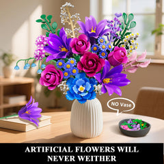 Cubimana hands assembling floral blocks into a custom bouquet.