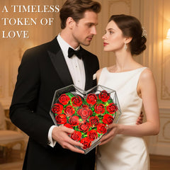 CUBIMANA heart-shaped acrylic cover showcases roses in an elegant display