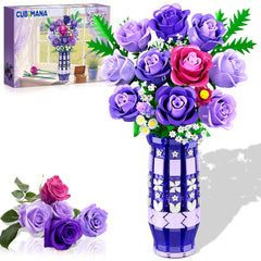 CUBIMANA purple rose building set bouquet for elegant home decor.