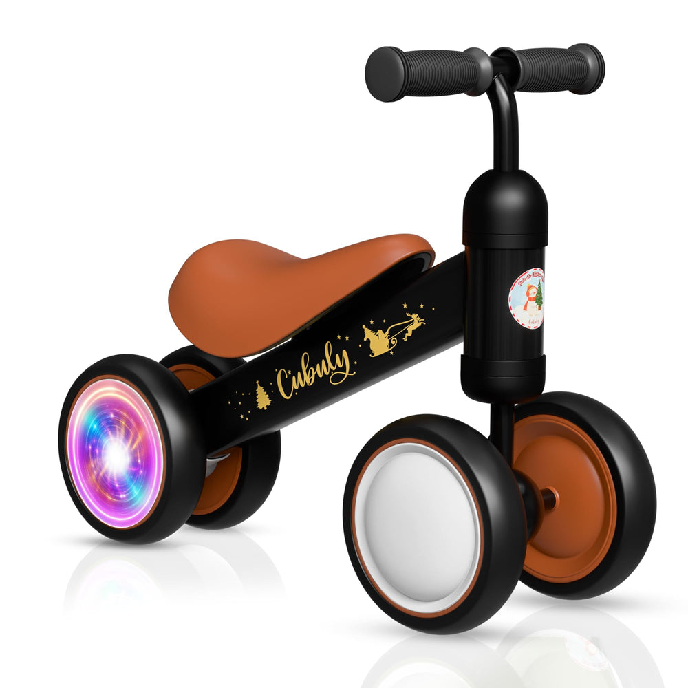 Cubuly black balance bike front view shows a kid-friendly design for toddlers.