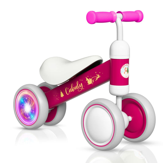 Cubuly pink balance bike with lighting wheels enhances outdoor play