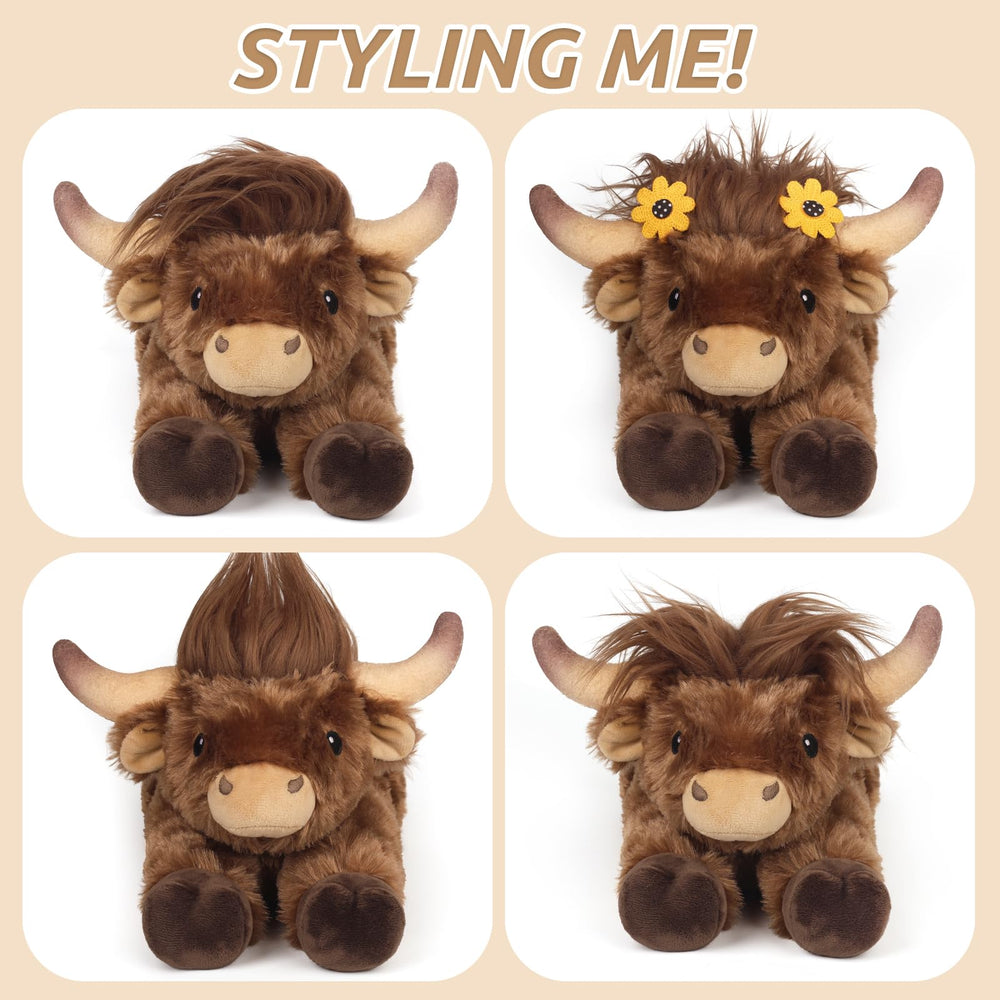 Cuckool Highland Cow plush flaxseed filling provides lasting warmth