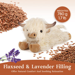 Cuckool Highland Cow Plush microwave heat therapy, warm comfort in minutes