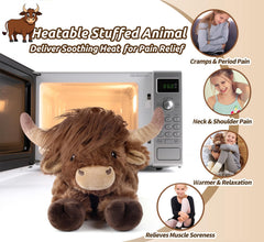 Cuckool Highland Cow plush microwave heat for soothing warmth
