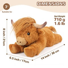 Cuckool Highland Cow plush with shaggy fur detail for touchable softness.