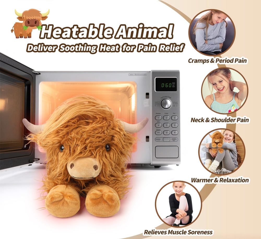 Cuckool Highland Cow Plush with shaggy fur texture inviting hugs and play.