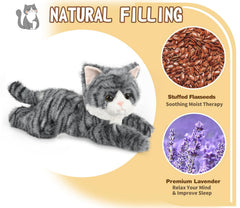 Cuckool microwave warmth cat plush provides soft comforting heat.