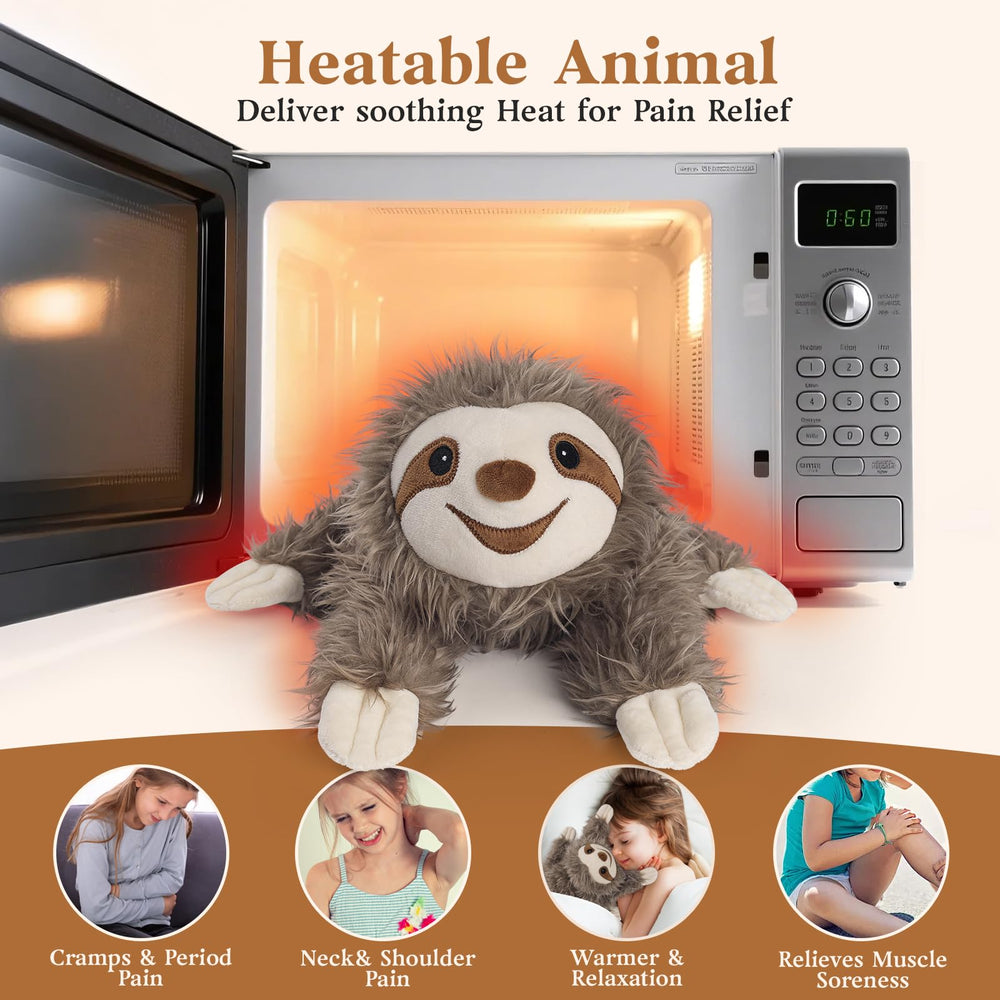 Cuckool sloth plush filled with flaxseeds for long-lasting warmth