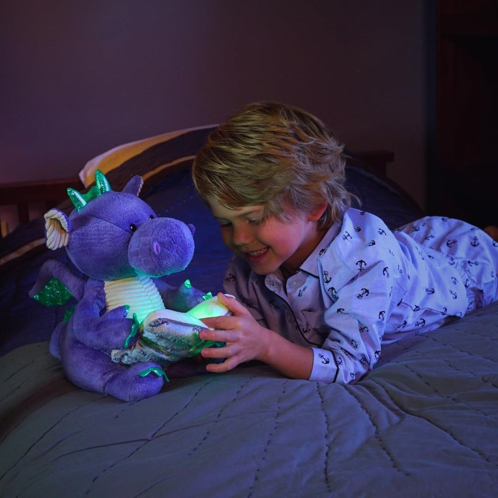 Cuddle Barn Dalton's mouth moves as he reads five fairy tales.