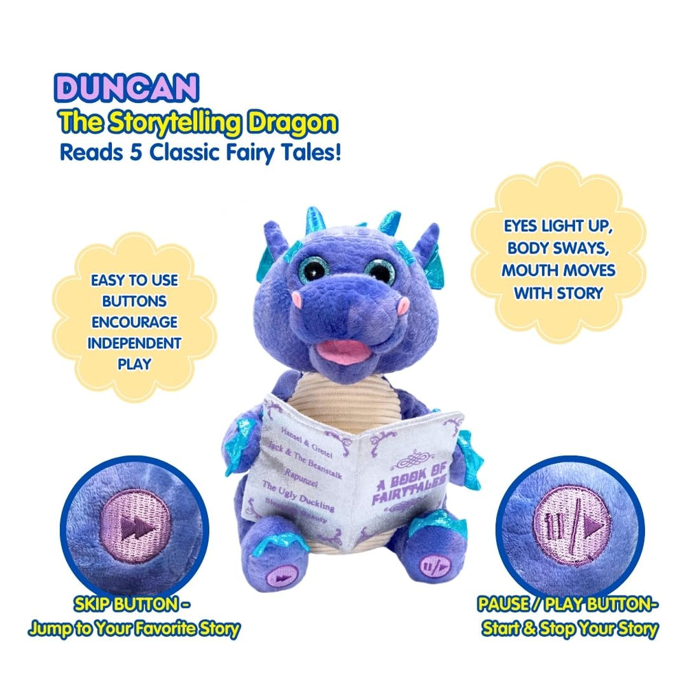 Cuddle Barn Duncan dragon recites five classic fairy tales for kids.