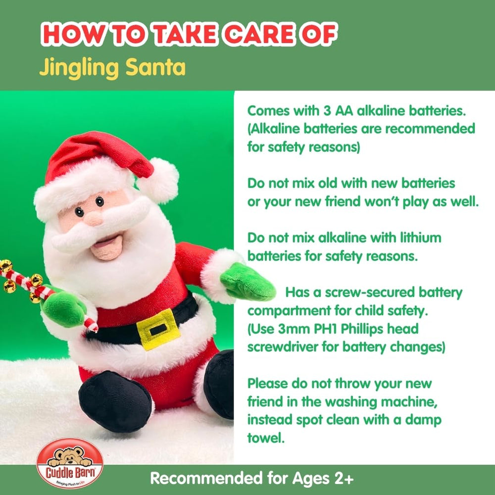 Cuddle Barn Jingling Santa face detail with festive expression