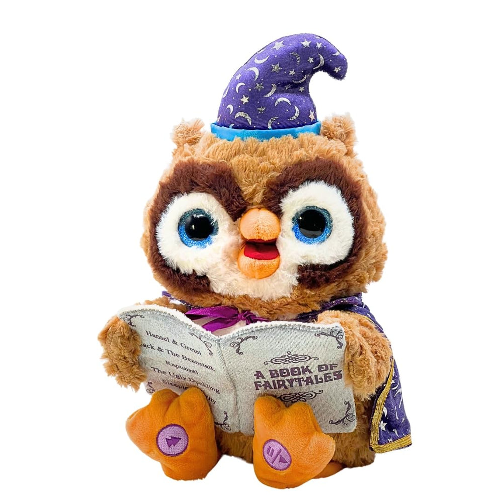 Cuddle Barn Octavius Storytelling Owl, 12-inch plush, ready for bedtime reading.