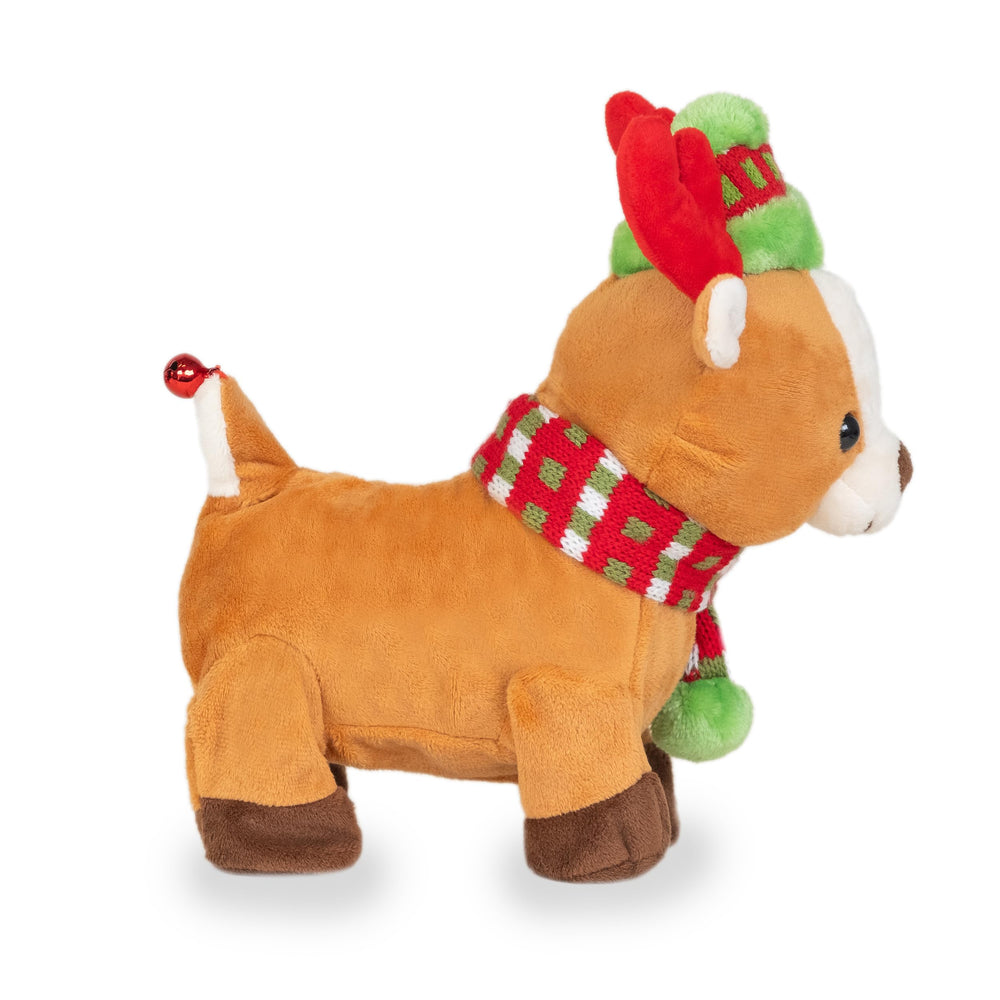 Cuddle Barn spot-clean care keeps the toy looking festive.