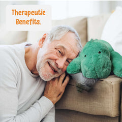 Cuddle Buds weighted dinosaur for adults—comforting partner for desk breaks and relaxation.