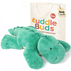 Cuddle Buds weighted dinosaur front view—soft plush for calming sensory sessions.