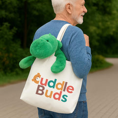 Cuddle Buds weighted dinosaur gift-ready packaging—ideal present for birthdays and holidays.