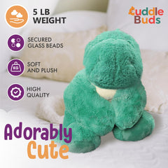 Cuddle Buds Weighted Dinosaur side view—reliable comfort for hugs and relaxation.