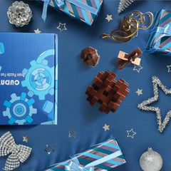 CUDNY durable 3D brain teaser in metal and wood, built for repeated disassembly and reassembly fun.