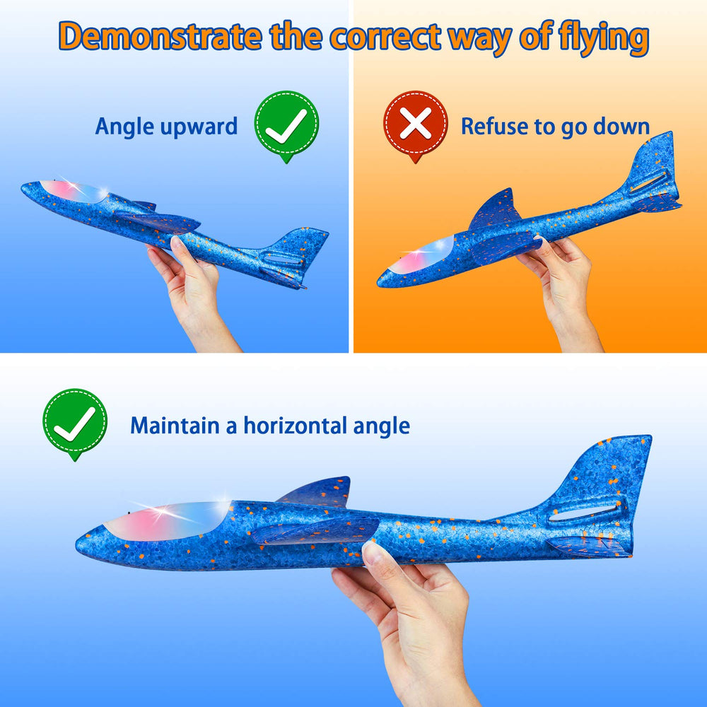 CUKU LED light airplane in reverse mode for dramatic night flights