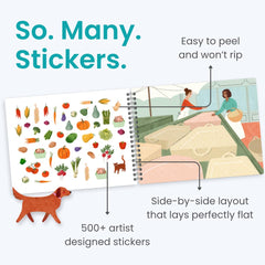 Cupkin 500+ stickers across 12 scenes inviting open-ended play.