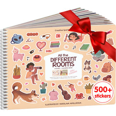 Cupkin All The Rooms sticker book cover with vibrant fashion scenes for imaginative play